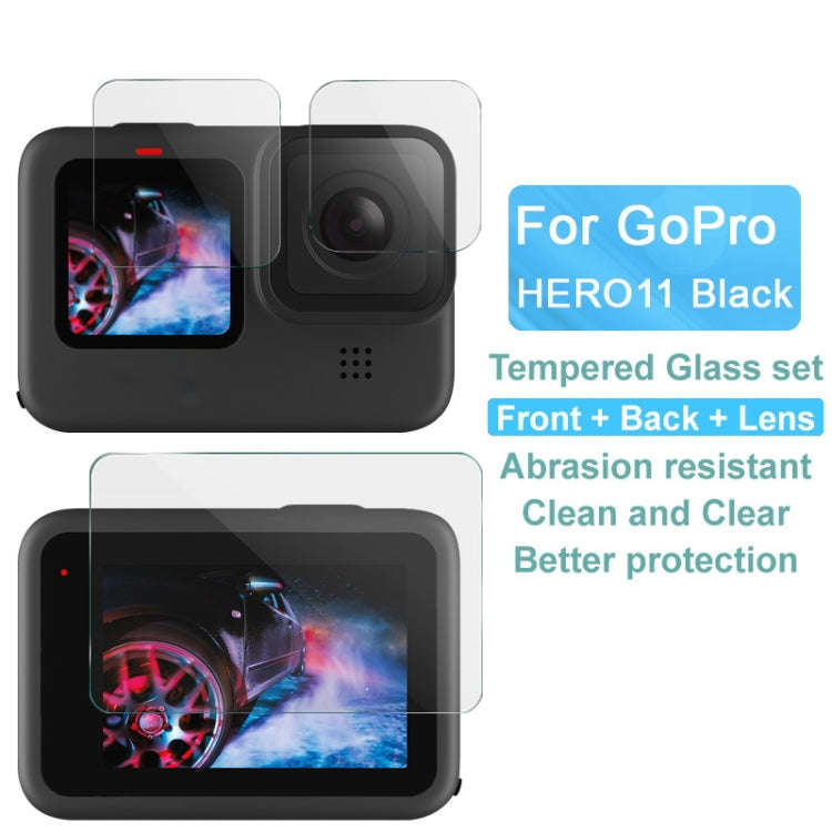 For GoPro HERO11 Black imak Rear Screen + Front Screen + Rear Camera Lens Tempered Glass Film