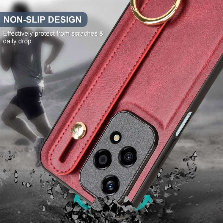 For Honor 200 Lite Global Wristband Leather Back Phone Case(Red)
