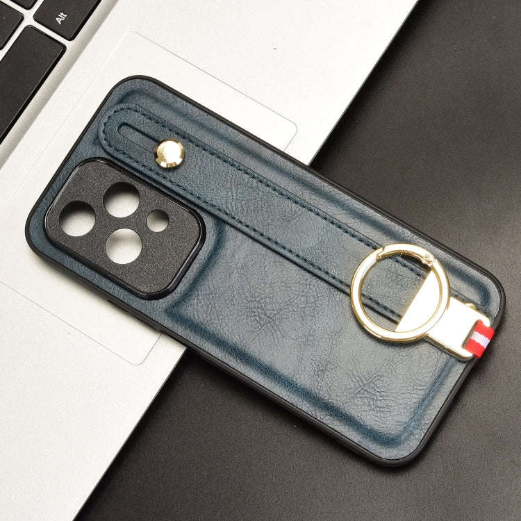 For Honor 200 Lite Global Wristband Leather Back Phone Case(Blue)