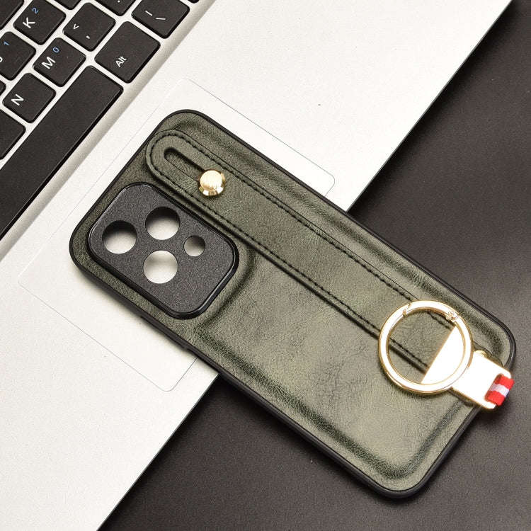 For Honor 200 Lite Global Wristband Leather Back Phone Case(Green)