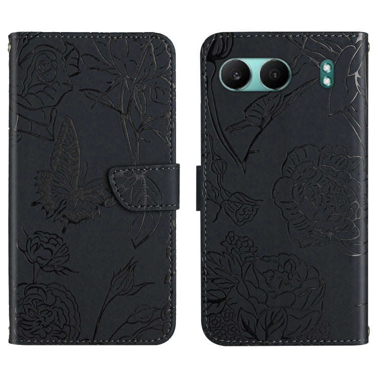 For OnePlus Nord 4 5G Skin Feel Butterfly Peony Embossed Leather Phone Case(Black)