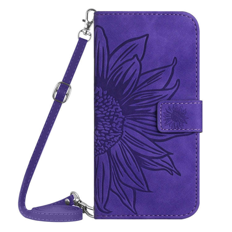 For OnePlus Nord 4 5G Skin Feel Sun Flower Embossed Leather Phone Case with Lanyard(Dark Purple)