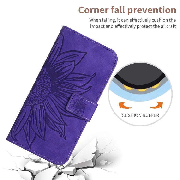 For OnePlus Nord 4 5G Skin Feel Sun Flower Embossed Leather Phone Case with Lanyard(Dark Purple)