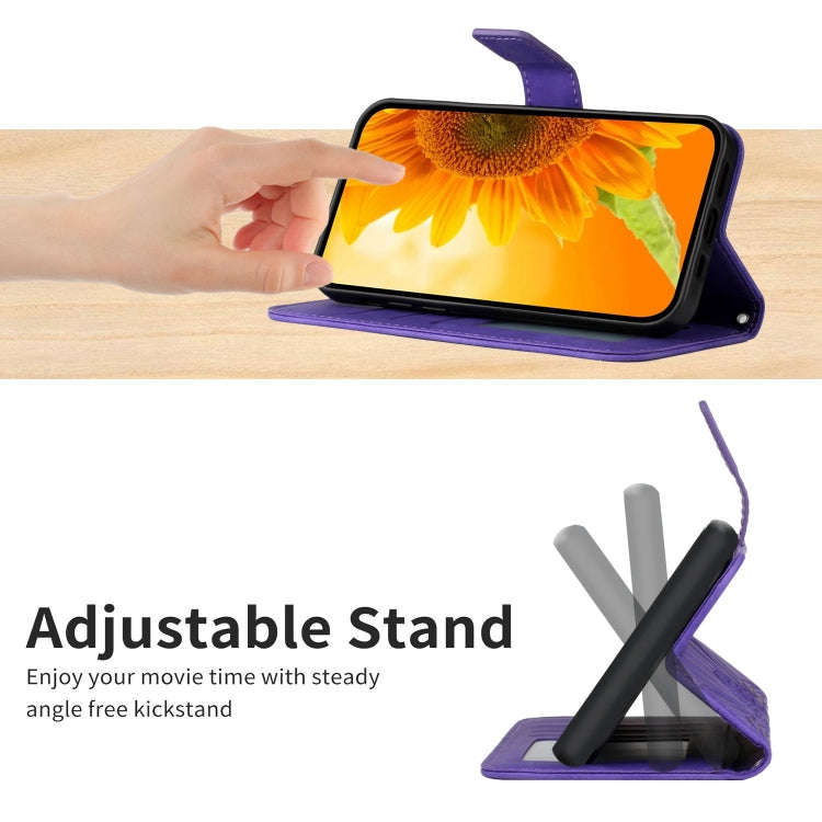 For OnePlus Nord 4 5G Skin Feel Sun Flower Embossed Leather Phone Case with Lanyard(Dark Purple)