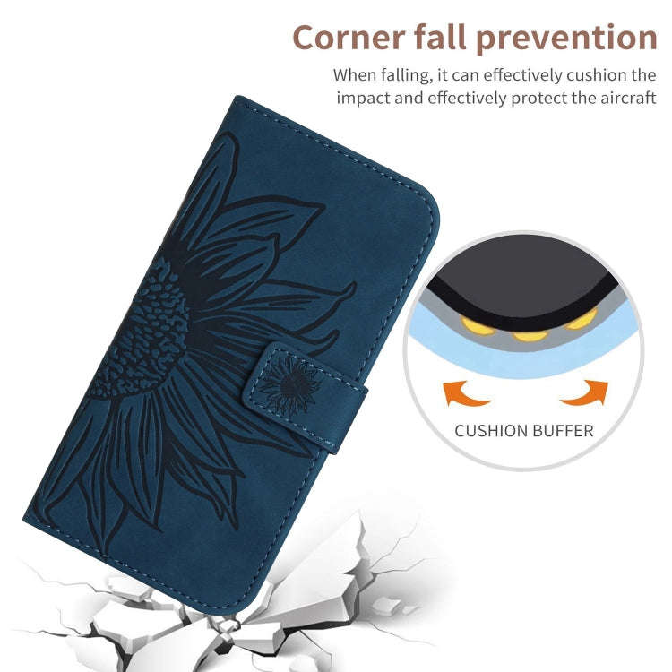 For OnePlus Nord 4 5G Skin Feel Sun Flower Embossed Leather Phone Case with Lanyard(Inky Blue)