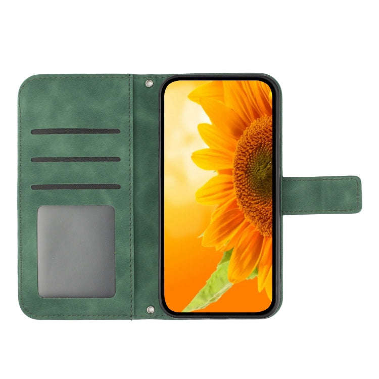 For OnePlus Nord 4 5G Skin Feel Sun Flower Embossed Leather Phone Case with Lanyard(Green)