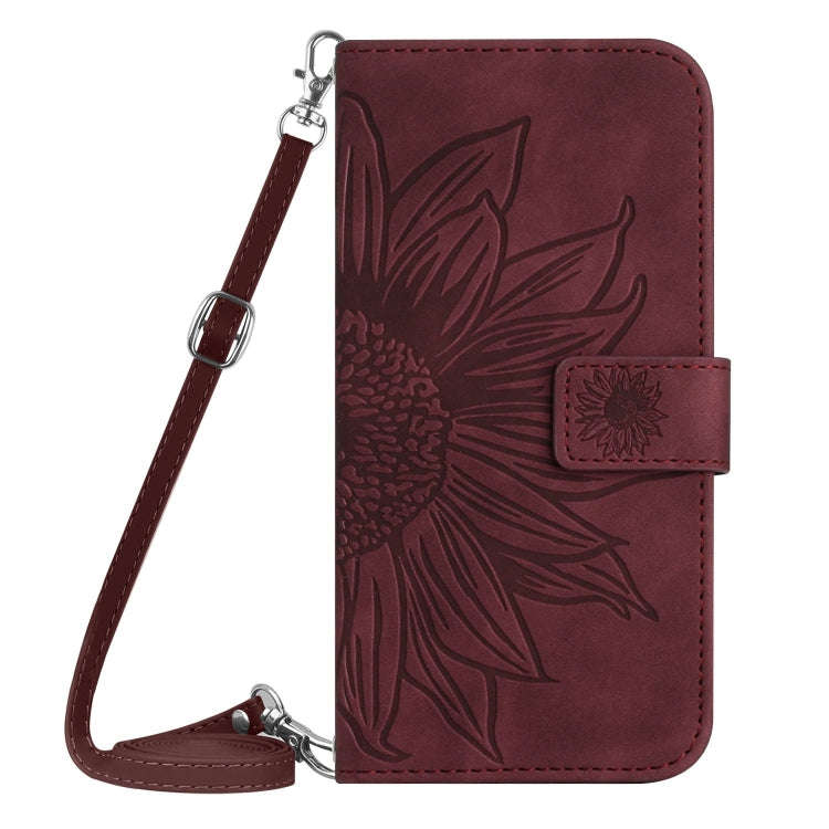 For OnePlus Nord 4 5G Skin Feel Sun Flower Embossed Leather Phone Case with Lanyard(Wine Red)