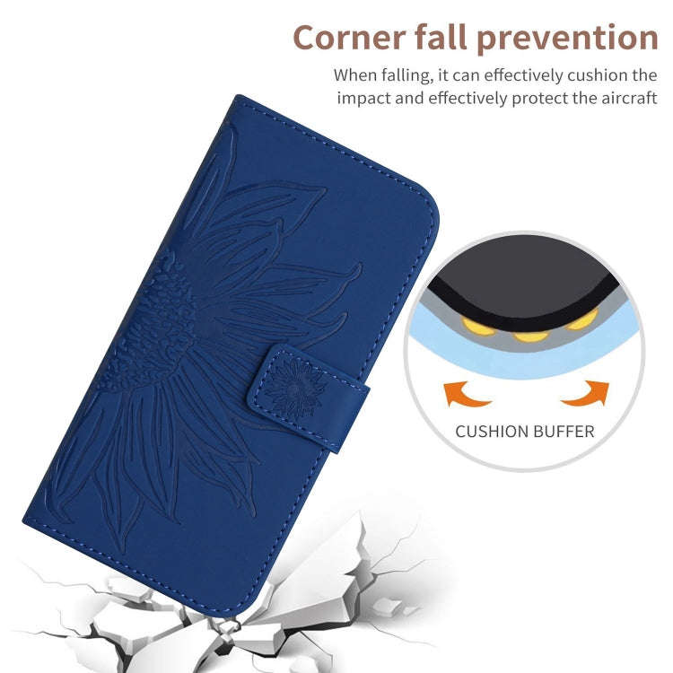 For OnePlus Nord 4 5G Skin Feel Sun Flower Embossed Leather Phone Case with Lanyard(Dark Blue)