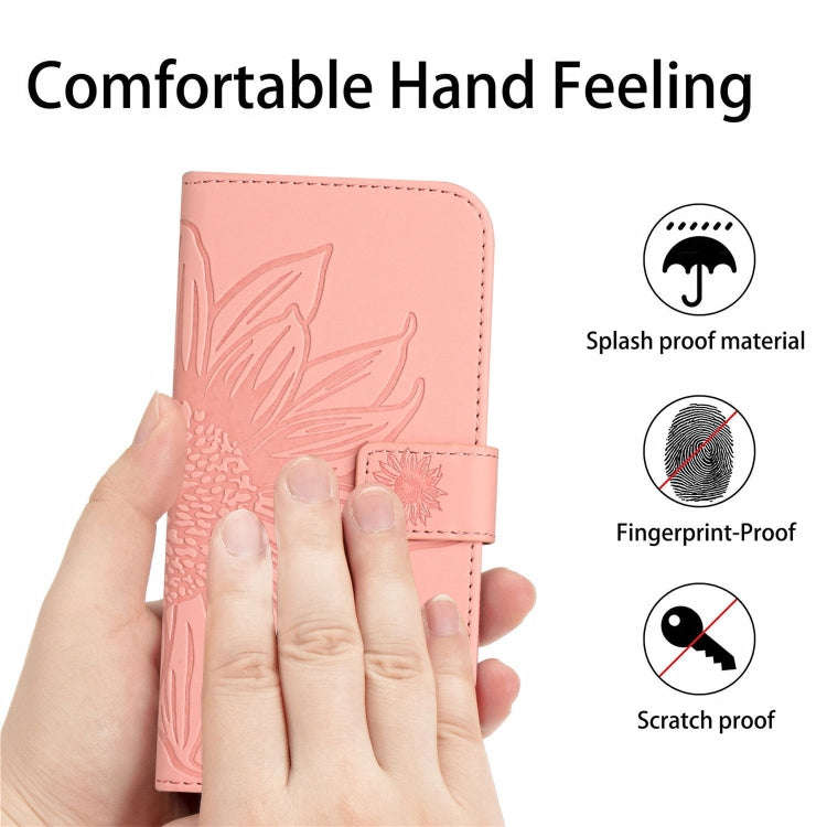 For OnePlus Nord 4 5G Skin Feel Sun Flower Embossed Leather Phone Case with Lanyard(Pink)