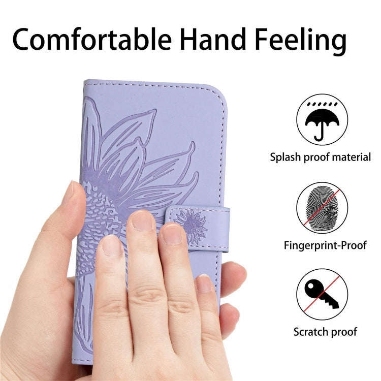 For OnePlus Nord 4 5G Skin Feel Sun Flower Embossed Leather Phone Case with Lanyard(Purple)