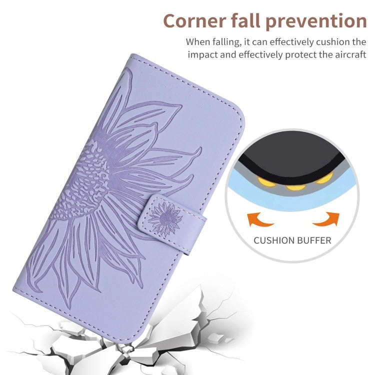 For OnePlus Nord 4 5G Skin Feel Sun Flower Embossed Leather Phone Case with Lanyard(Purple)