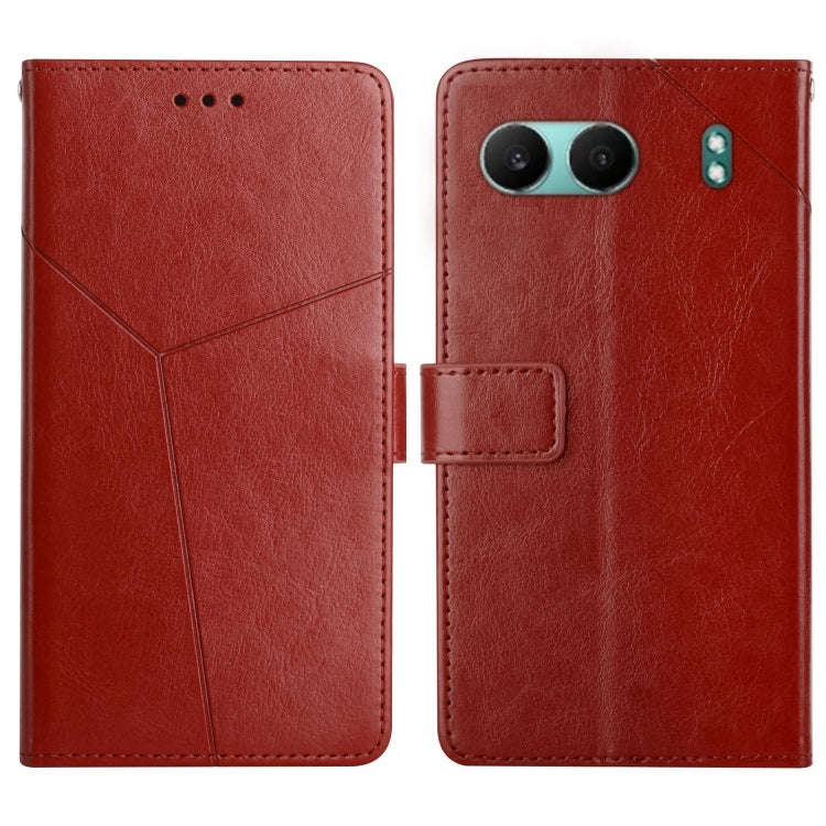 For OnePlus Nord 4 5G Y-shaped Pattern Flip Leather Phone Case(Brown)