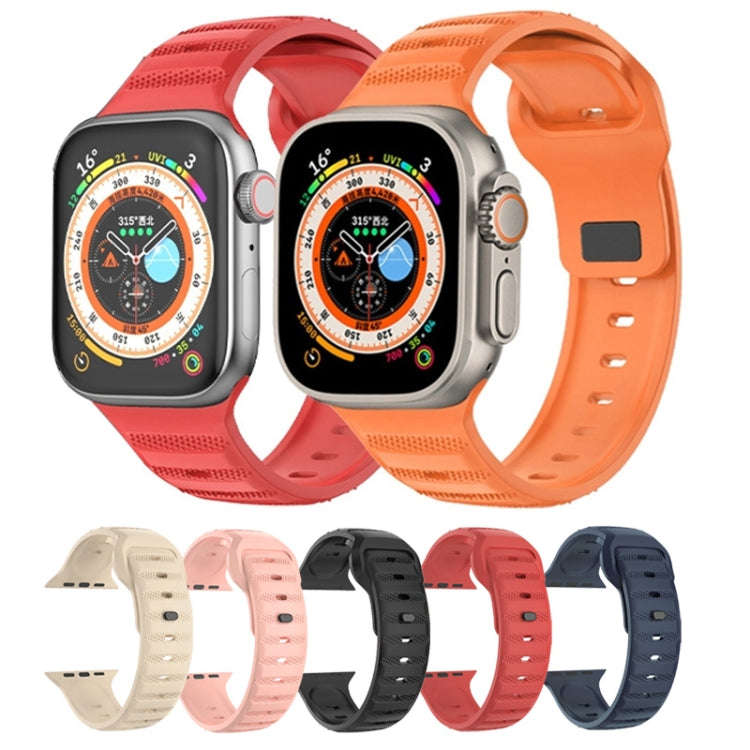 For Apple Watch 9 41mm Dot Texture Fluororubber Watch Band(Nebula Pink)