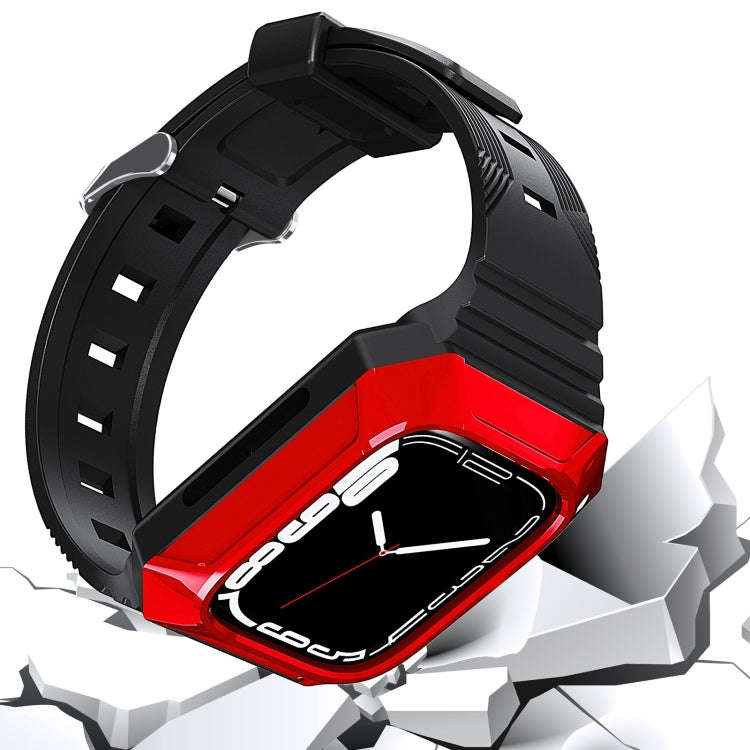 For Apple Watch SE 2023 40mm PC Rugged Case Integrated TPU Watch Band(Red)