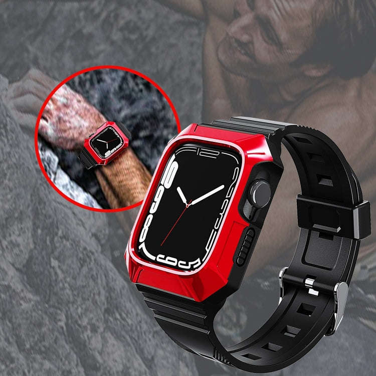 For Apple Watch SE 2023 44mm PC Rugged Case Integrated TPU Watch Band(Red)