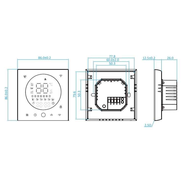 BHT-008GAL 95-240V AC 5A Smart Home Water Heating LED Thermostat Without WiFi(White)