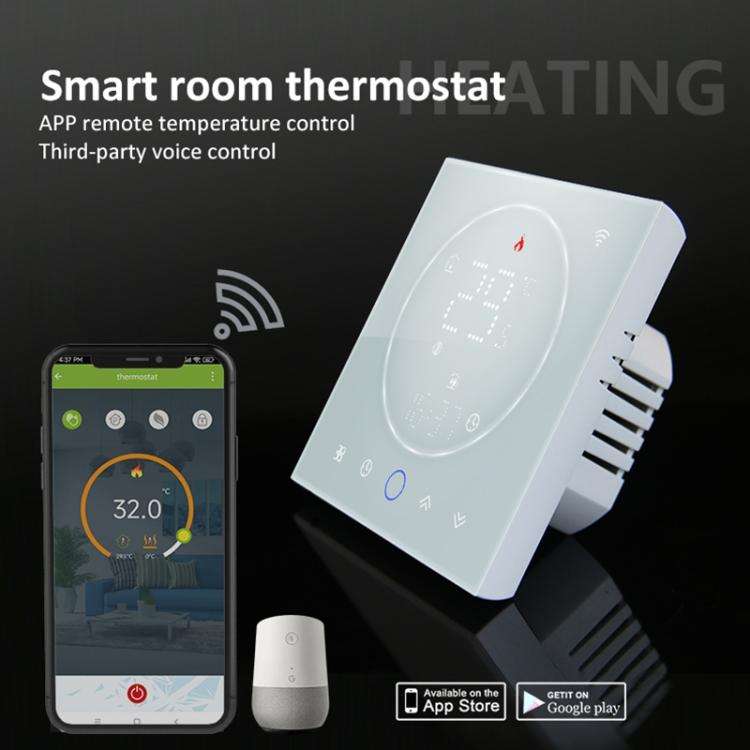 BHT-008GAL 95-240V AC 5A Smart Home Water Heating LED Thermostat Without WiFi(White)