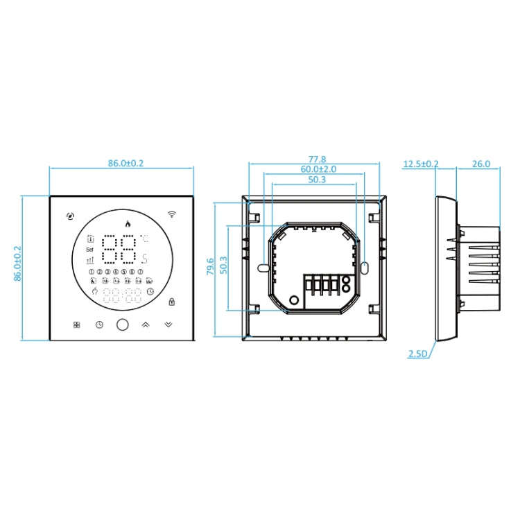 BHT-008GCLW 95-240V AC 5A Smart Home Boiler Heating LED Thermostat With WiFi(White)