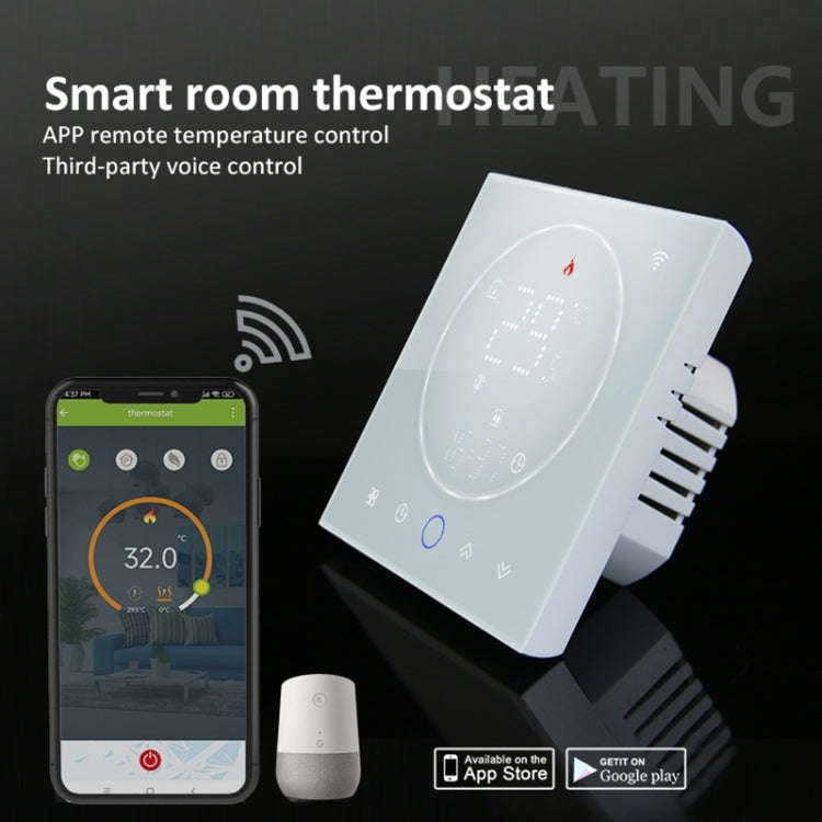 BHT-008GCLW 95-240V AC 5A Smart Home Boiler Heating LED Thermostat With WiFi(White)