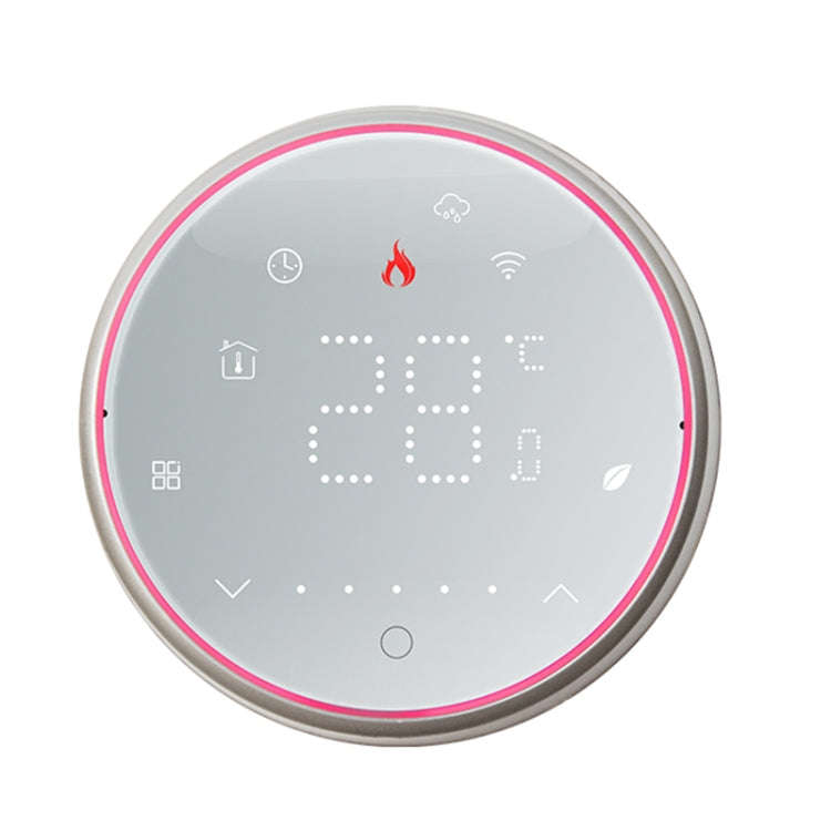 BHT-6001GALW 95-240V AC 5A Smart Round Thermostat Water Heating LED Thermostat With WiFi(White)