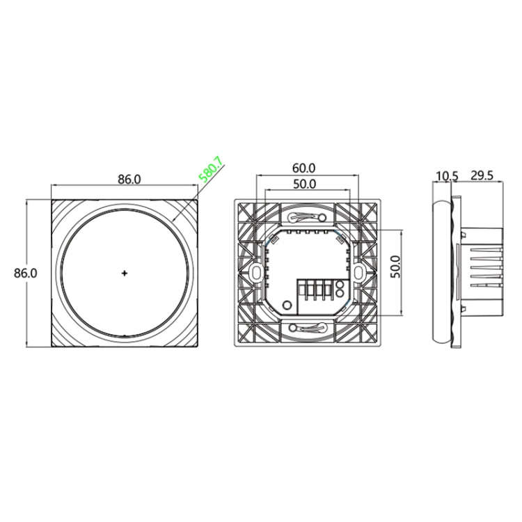 BHT-6001GCL 95-240V AC 5A Smart Round Thermostat Boiler Heating LED Thermostat Without WiFi(White)