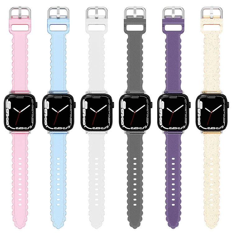 For Apple Watch SE 2023 40mm Diamond Texture Lace Clear TPU Watch Band(Transparent)