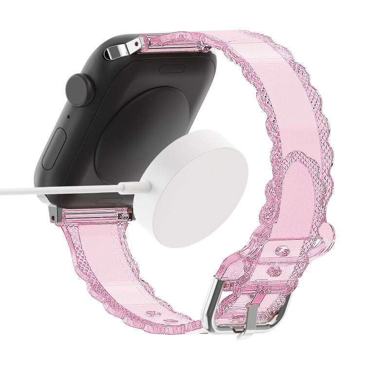 For Apple Watch SE 2023 40mm Diamond Texture Lace Clear TPU Watch Band(Transparent)
