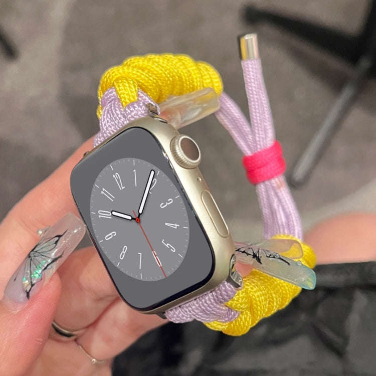 For Apple Watch Ultra 2 49mm Twist Knotted Nylon Watch Band(Yellow Purple)