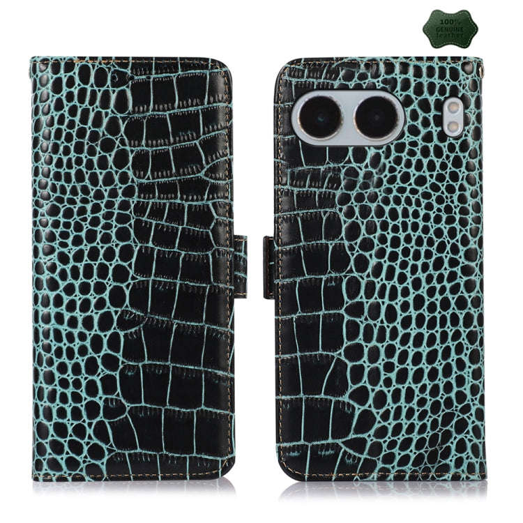 For OnePlus Nord 4 Crocodile Top Layer Cowhide Leather Phone Case(Green)