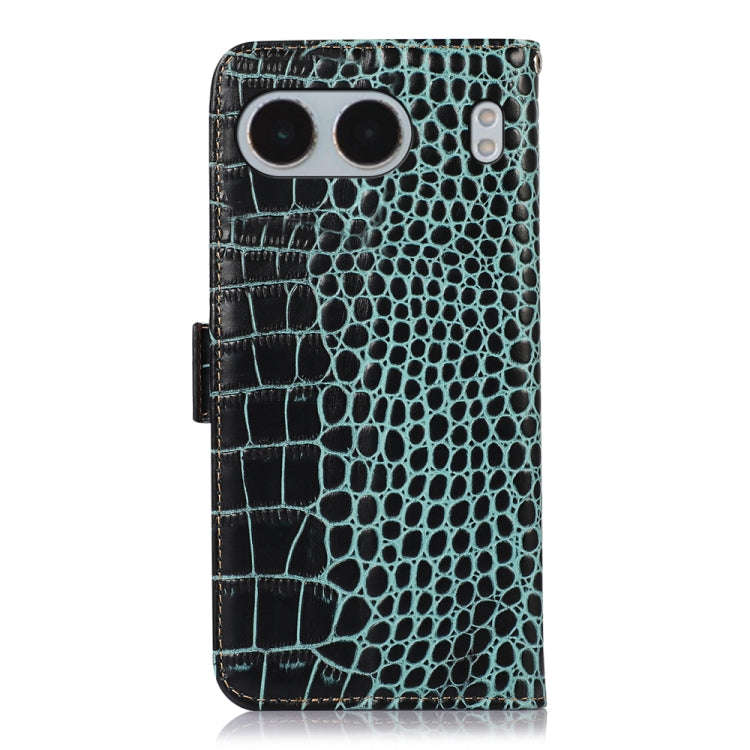 For OnePlus Nord 4 Crocodile Top Layer Cowhide Leather Phone Case(Green)