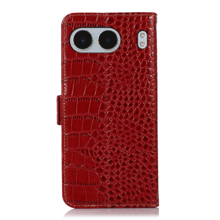 For OnePlus Nord 4 Crocodile Top Layer Cowhide Leather Phone Case(Red)