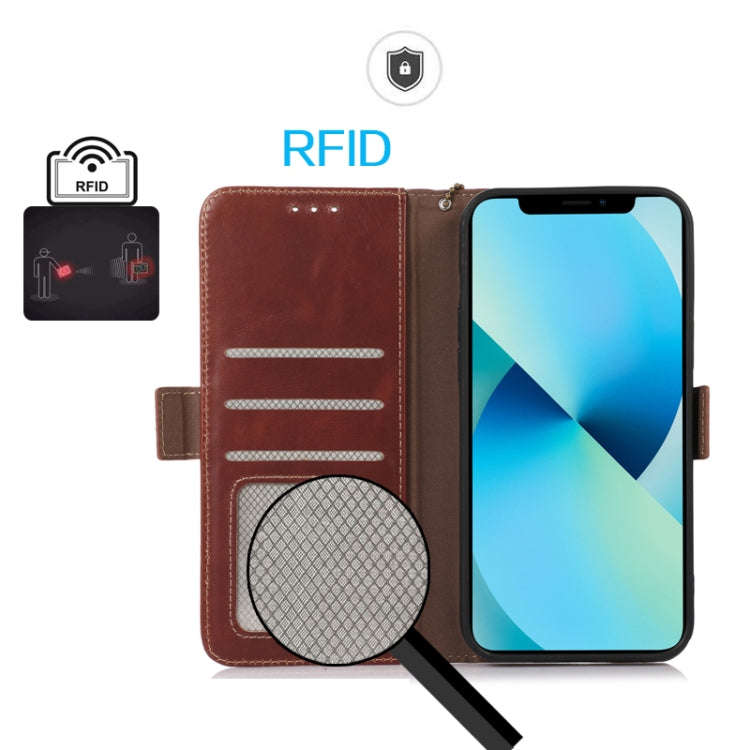 For OnePlus Nord 4 Magnetic Crazy Horse Texture Genuine Leather RFID Phone Case(Brown)