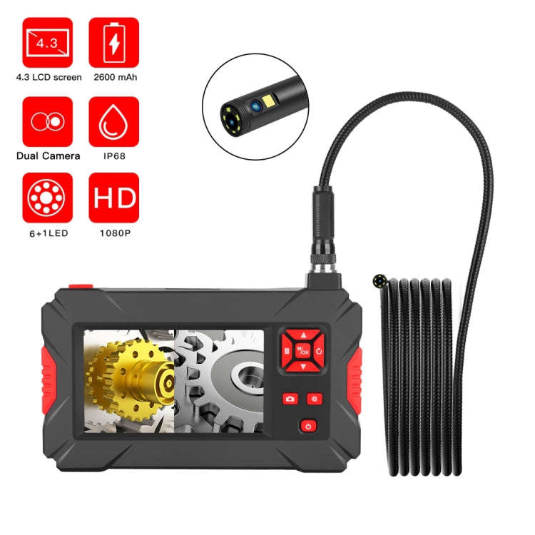 P30 5.5mm 1080P IP68 Waterproof 4.3 inch Screen Dual Camera Digital Endoscope, Length:1m Snake Tu...