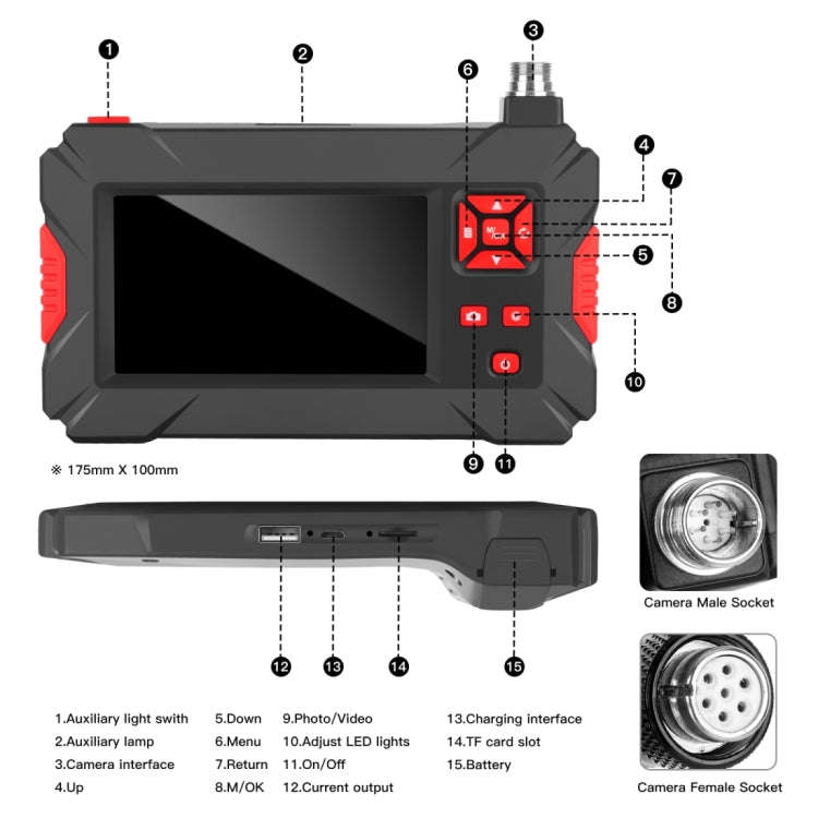 P30 5.5mm 1080P IP68 Waterproof 4.3 inch Screen Dual Camera Digital Endoscope, Length:1m Snake Tu...