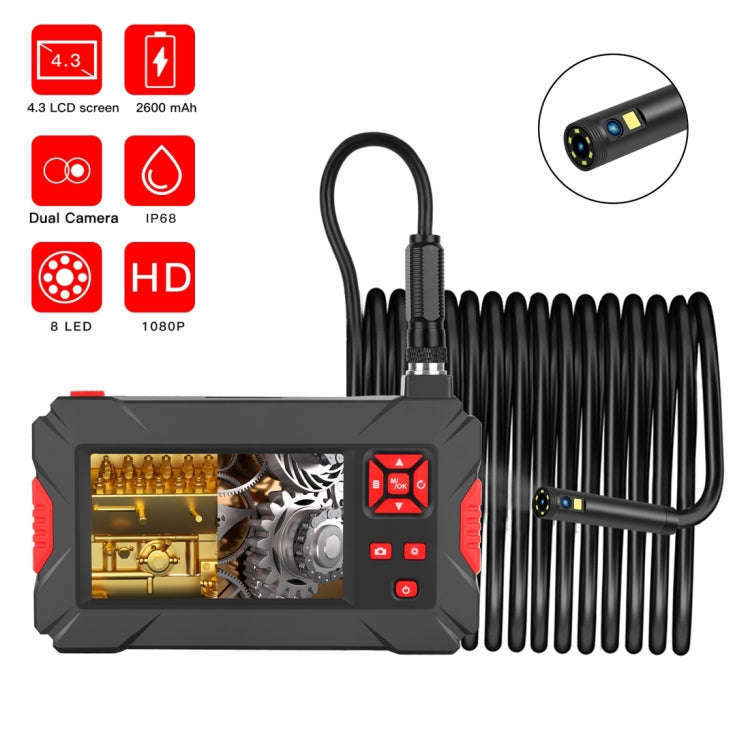 P30 5.5mm 1080P IP68 Waterproof 4.3 inch Screen Dual Camera Digital Endoscope, Length:2m Hard Cab...