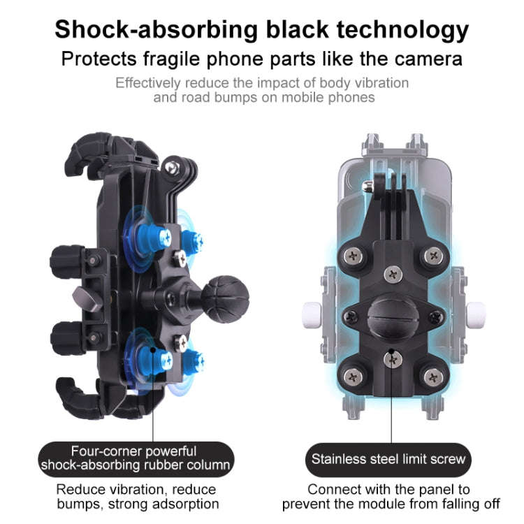 MOTOSLG Crab Motorcycle Phone Clamp Bracket O-Type Rear Mirror Mount with Anti-theft Lock(Black)