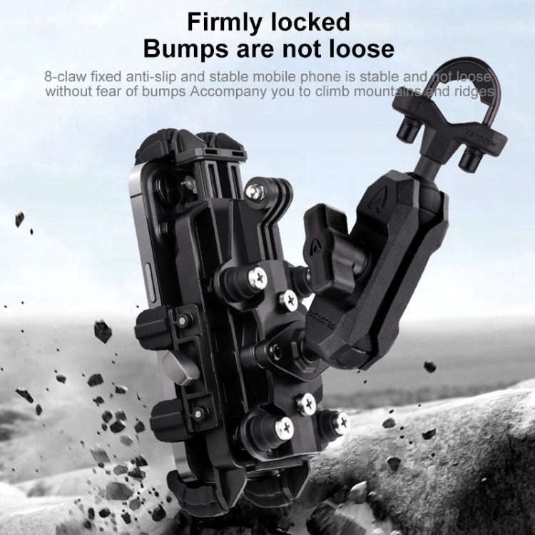 MOTOSLG Crab Motorcycle Phone Clamp Bracket L-Type Rear Mirror Mount with Anti-theft Lock(Black)