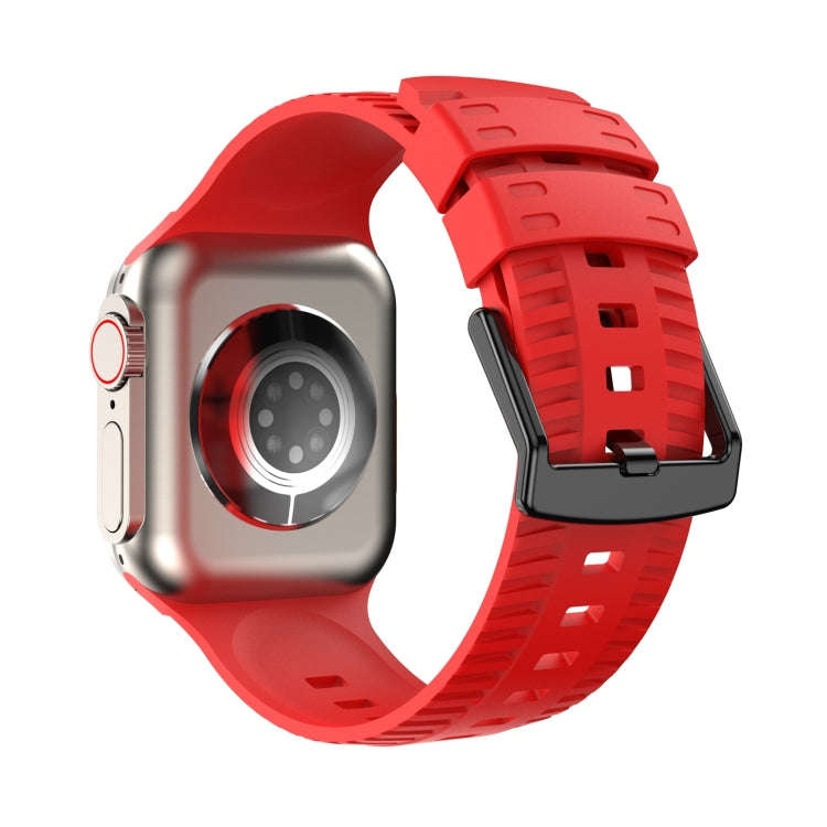 Tire Texture Silicone Watch Band For Apple Watch Series 9 41mm(Red)