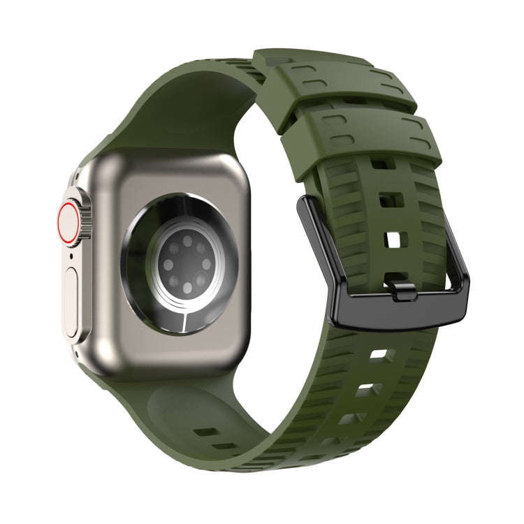 Tire Texture Silicone Watch Band For Apple Watch Series 9 41mm(Army Green)