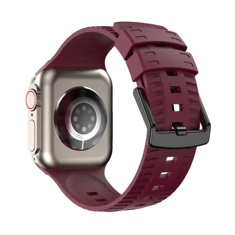 Tire Texture Silicone Watch Band For Apple Watch Series 9 41mm(Wine Red)