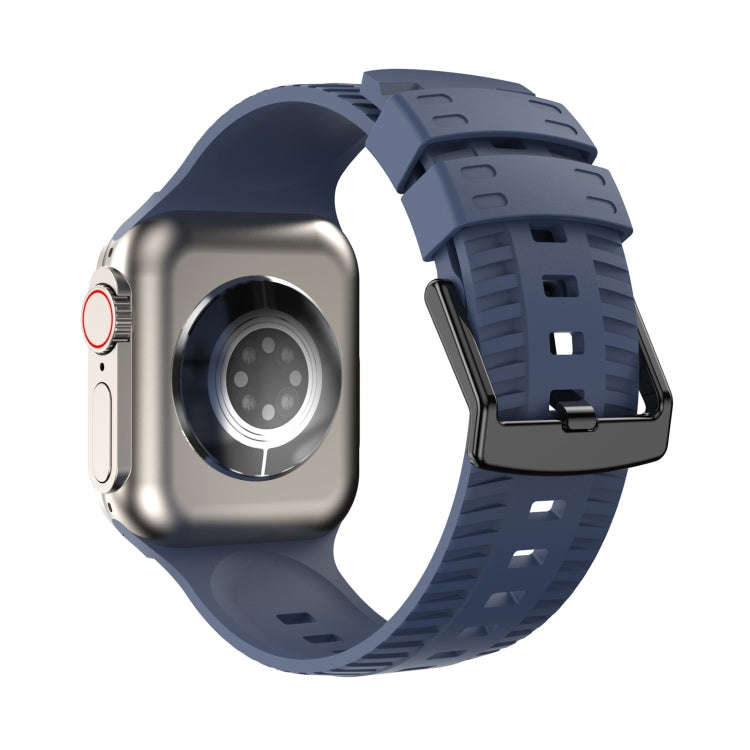 Tire Texture Silicone Watch Band For Apple Watch Series 9 45mm(Midnight Blue)
