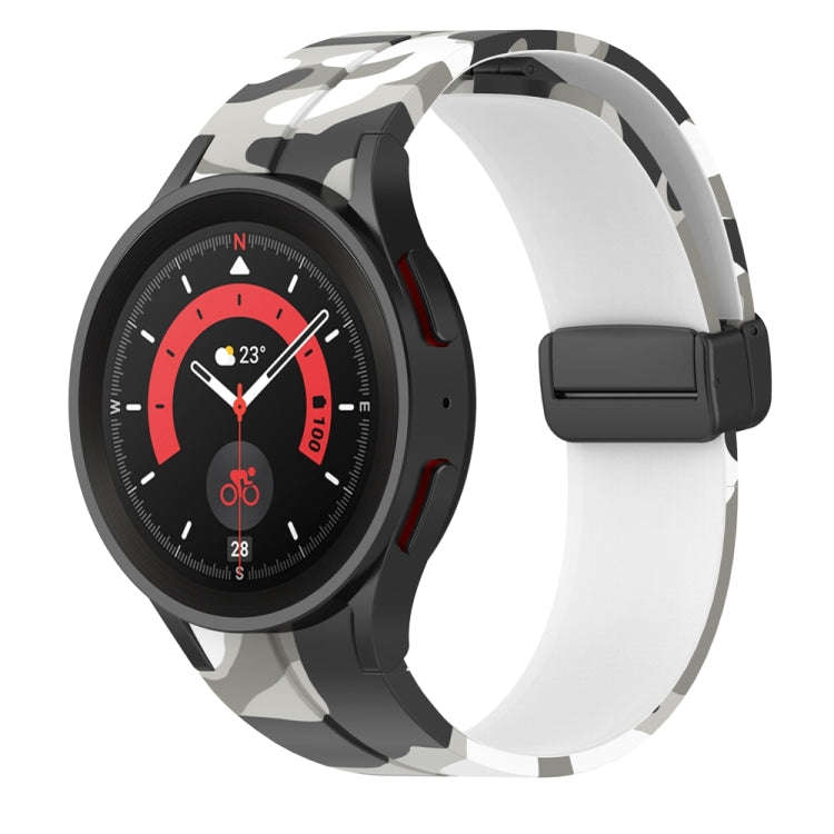 For Samsung Galaxy Watch5 / 5 Pro / Watch 4 / 4 Classic Magnetic Clasp Camouflage Silicone Watch ...