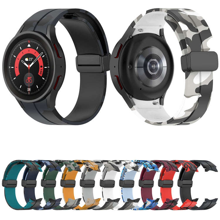 For Samsung Galaxy Watch5 / 5 Pro / Watch 4 / 4 Classic Magnetic Clasp Camouflage Silicone Watch ...