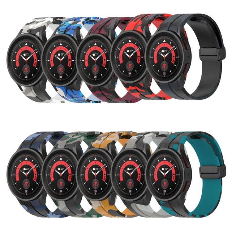 For Samsung Galaxy Watch5 / 5 Pro / Watch 4 / 4 Classic Magnetic Clasp Camouflage Silicone Watch ...
