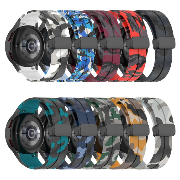For Samsung Galaxy Watch5 / 5 Pro / Watch 4 / 4 Classic Magnetic Clasp Camouflage Silicone Watch ...