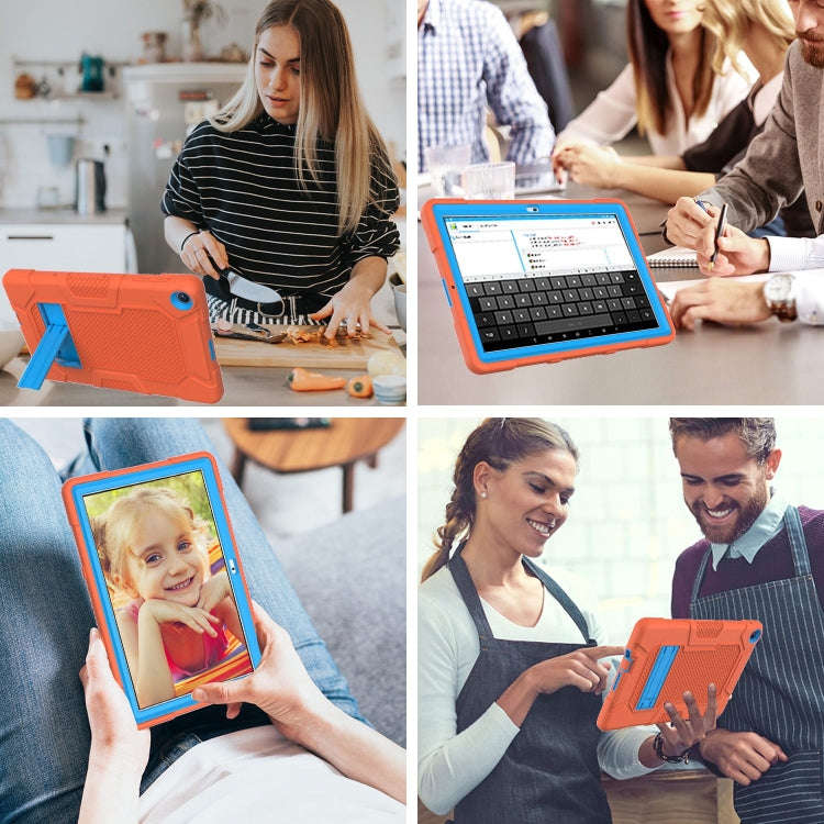For Huawei MatePad T 10s / T10 Contrast Color Robot B3 Silicone Hybrid PC Tablet Case with Holder...