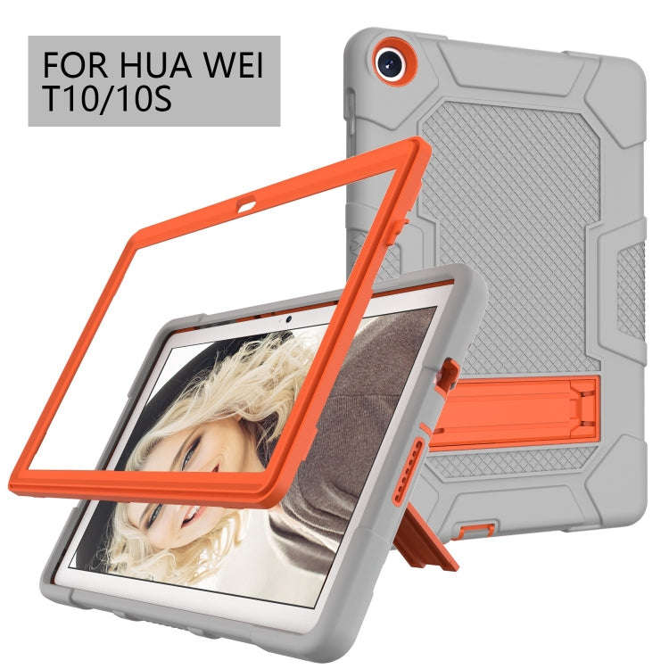 For Huawei MatePad T 10s / T10 Contrast Color Robot B3 Silicone Hybrid PC Tablet Case with Holder...