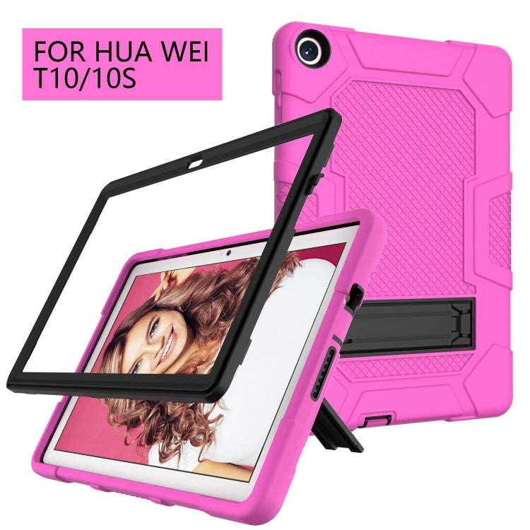 For Huawei MatePad T 10s / T10 Contrast Color Robot B3 Silicone Hybrid PC Tablet Case with Holder...