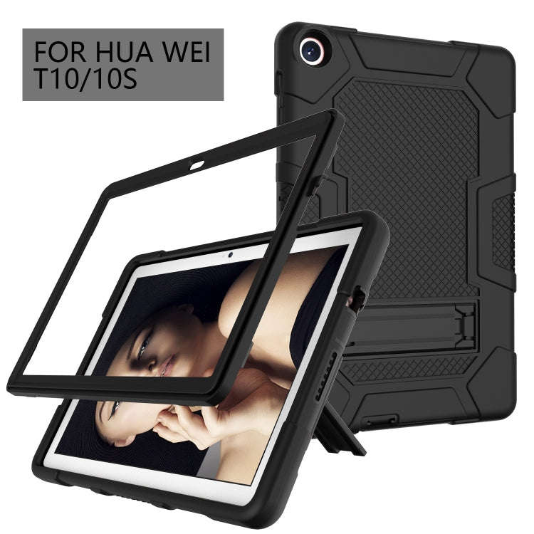 For Huawei MatePad T 10s / T10 Contrast Color Robot B3 Silicone Hybrid PC Tablet Case with Holder...
