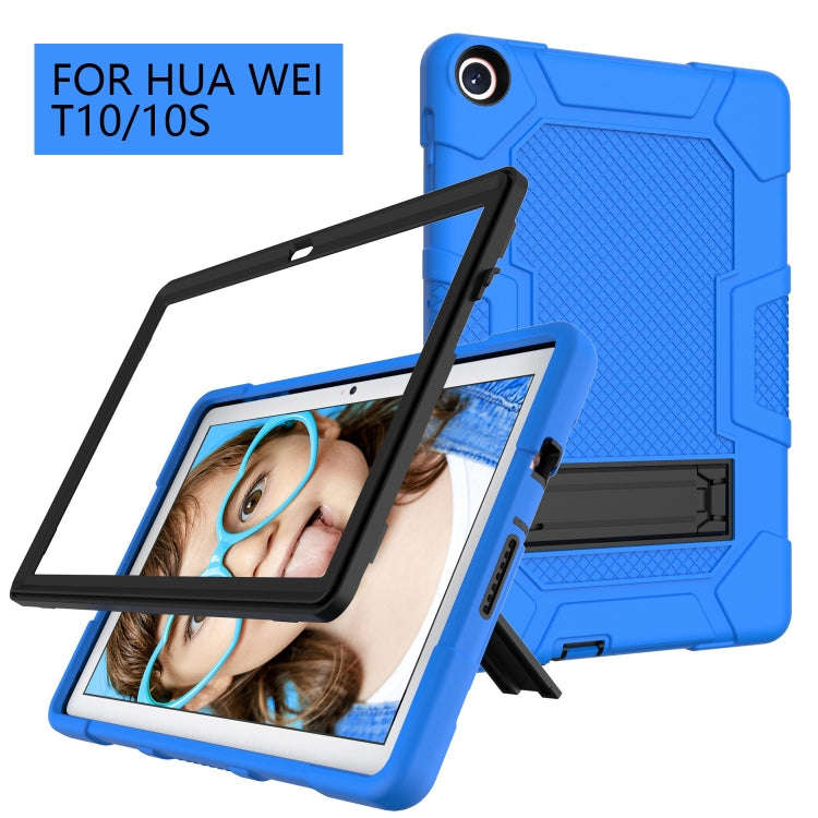 For Huawei MatePad T 10s / T10 Contrast Color Robot B3 Silicone Hybrid PC Tablet Case with Holder...